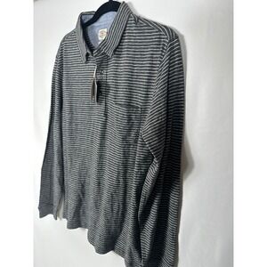 FAHERTY‎ BRAND LUXE STRIPED POLO CHARCOAL STRIPE LONG SLEEVE SIZE L - MSRP $130